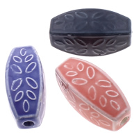 Glazed Porcelain Beads, mixed colors, 14-15mm, 31-32mm, Hole:Approx 3mm, 100PCs/Bag, Sold By Bag