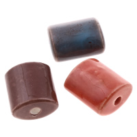 Глазурованный фарфоровый бисер, фарфор, Прямоугольная форма, покрытый глазурью, разноцветный, 15-16mm, 17-18mm, отверстие:Приблизительно 2mm, 100ПК/сумка, продается сумка