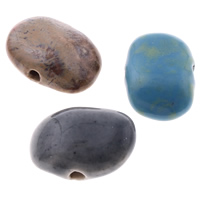 Glasierte Porzellan Perlen, Rechteck, glaciert, gemischte Farben, 15-16mm, 22-23mm, Bohrung:ca. 2mm, 100PCs/Tasche, verkauft von Tasche