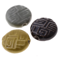 Glazed Porcelain Beads, Flat Round, mixed colors, 26-28mm, Hole:Approx 3mm, 100PCs/Bag, Sold By Bag