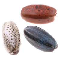 Glazed Porcelain Beads, Oval, mixed colors, 13-14mm, 25-26mm, Hole:Approx 2mm, 100PCs/Bag, Sold By Bag
