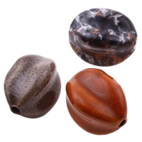 Glasierte Porzellan Perlen, glaciert, gewellt, gemischte Farben, 23-24mm, 25-26mm, Bohrung:ca. 4mm, 100PCs/Tasche, verkauft von Tasche