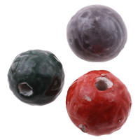 Perles en porcelaine émaillées, vernissé, couleurs mélangées, 21-23mm, 20-23mm, Trou:Environ 4mm, 100PC/sac, Vendu par sac