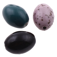 Perles en porcelaine émaillées, ovale, vernissé, couleurs mélangées, 25-27mm, 34-38mm, Trou:Environ 4mm, 100PC/sac, Vendu par sac