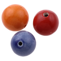 Glasierte Porzellan Perlen, rund, glaciert, gemischte Farben, 29-35mm, Bohrung:ca. 5mm, 100PCs/Tasche, verkauft von Tasche