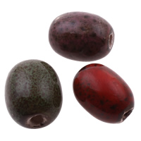 Glazed Porcelain Beads, Oval, mixed colors, 18x25mm, Hole:Approx 3mm, 100PCs/Bag, Sold By Bag