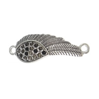Tibetan Style Connector Setting, Wing Shape, antique silver color plated, 1/1 loop, nickel, lead & cadmium free, 45x16x3mm, Hole:Approx 3.5mm, Inner Diameter:Approx 2mm, 200PCs/Lot, Sold By Lot