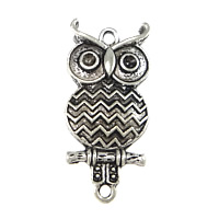 Tibetan Style Connector Setting, Owl, antique silver color plated, 1/1 loop, nickel, lead & cadmium free, 16x35x4mm, Hole:Approx 2mm, Inner Diameter:Approx 2mm, 200PCs/Lot, Sold By Lot
