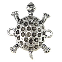 Tibetan Style Connector Setting, Turtle, antique silver color plated, 1/1 loop, nickel, lead & cadmium free, 24x30x6mm, Hole:Approx 3mm, Inner Diameter:Approx 2mm, 100PCs/Lot, Sold By Lot