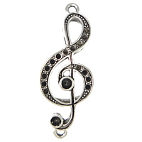 Tibetan Style Connector Setting, Music Note, antique silver color plated, 1/1 loop, nickel, lead & cadmium free, 16x41mm, Hole:Approx 3mm, Inner Diameter:Approx 1, 2mm, 100PCs/Lot, Sold By Lot