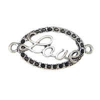 Tibetan Style Connector Setting, Flat Oval, word love, antique silver color plated, 1/1 loop, nickel, lead & cadmium free, 35x18x3mm, Hole:Approx 2mm, Inner Diameter:Approx 1mm, 200PCs/Lot, Sold By Lot