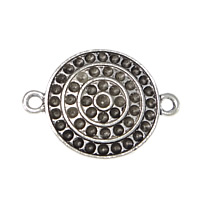 Tibetan Style Connector Setting, Flat Round, antique silver color plated, 1/1 loop, nickel, lead & cadmium free, 27x19x2.50mm, Hole:Approx 2mm, Inner Diameter:Approx 1.5mm, 200PCs/Lot, Sold By Lot