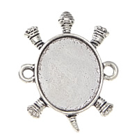 Tibetan Style Connector Setting, Turtle, antique silver color plated, 1/1 loop, nickel, lead & cadmium free, 24x29x2mm, Hole:Approx 2mm, Inner Diameter:Approx 15x18mm, 200PCs/Lot, Sold By Lot