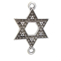 Tibetan Style Connector Setting, Star of David, antique silver color plated, Jewish  Jewelry & 1/1 loop, nickel, lead & cadmium free, 23x30x2mm, Hole:Approx 2mm, Inner Diameter:Approx 1mm, 200PCs/Lot, Sold By Lot