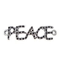 Zinc Alloy Connector Setting word peace antique silver color plated 1/1 loop nickel lead & cadmium free Approx 2mm Inner Approx 1mm Sold By Lot