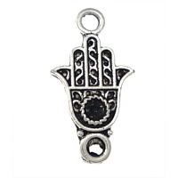 Tibetan Style Connector Setting, Hamsa, antique silver color plated, Jewish  Jewelry & Islamic jewelry & 1/1 loop, nickel, lead & cadmium free, 12x23x2mm, Hole:Approx 2.5mm, Inner Diameter:Approx 2.5mm, 500PCs/Lot, Sold By Lot