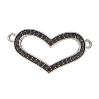 Tibetan Style Connector Setting, Heart, antique silver color plated, 1/1 loop, nickel, lead & cadmium free, 37x19x2mm, Hole:Approx 2mm, Inner Diameter:Approx 1mm, 300PCs/Lot, Sold By Lot
