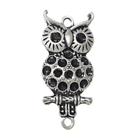 Tibetan Style Connector Setting, Owl, antique silver color plated, 1/1 loop, nickel, lead & cadmium free, 16x34x4mm, Hole:Approx 2mm, Inner Diameter:Approx 2mm, 100PCs/Lot, Sold By Lot