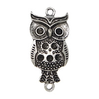 Tibetan Style Connector Setting, Owl, antique silver color plated, 1/1 loop, nickel, lead & cadmium free, 17x36x4mm, Hole:Approx 2mm, Inner Diameter:Approx 2mm, 100PCs/Lot, Sold By Lot