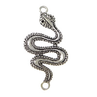 Tibetan Style Connector Setting, Snake, antique silver color plated, 1/1 loop, nickel, lead & cadmium free, 27x53x3mm, Hole:Approx 3mm, Inner Diameter:Approx 1.7mm, 100PCs/Lot, Sold By Lot