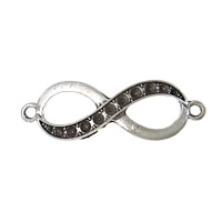 Tibetan Style Connector Setting, Infinity, antique silver color plated, 1/1 loop, nickel, lead & cadmium free, 38x12x3mm, Hole:Approx 2mm, Inner Diameter:Approx 2mm, 300PCs/Lot, Sold By Lot