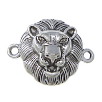 Animal Tibetan Style Connector, Lion, antique silver color plated, 1/1 loop, nickel, lead & cadmium free, 25x19x5mm, Hole:Approx 2mm, 200PCs/Lot, Sold By Lot