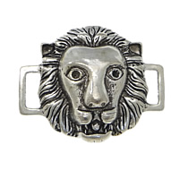 Animal Tibetan Style Connector, Lion, antique silver color plated, 1/1 loop, nickel, lead & cadmium free, 36x29x9mm, Hole:Approx 9x3mm, 100PCs/Lot, Sold By Lot
