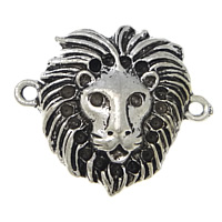 Tibetan Style Connector Setting, Lion, antique silver color plated, 1/1 loop, nickel, lead & cadmium free, 31x26x6mm, Hole:Approx 2mm, Inner Diameter:Approx 1mm, 100PCs/Lot, Sold By Lot