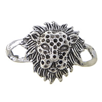 Animal Tibetan Style Connector, Lion, antique silver color plated, 1/1 loop & hammered, nickel, lead & cadmium free, 37x24x7mm, Hole:Approx 4x6mm, 100PCs/Lot, Sold By Lot