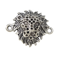 Tibetan Style Connector Setting, Lion, antique silver color plated, 1/1 loop, nickel, lead & cadmium free, 31x24x7mm, Hole:Approx 2mm, Inner Diameter:Approx 1mm, 100PCs/Lot, Sold By Lot