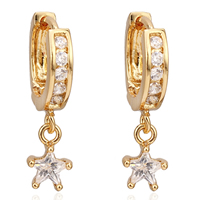 Gets® Jewelry Earring Brass Star 18K gold plated with cubic zirconia & faceted nickel lead & cadmium free Sold By Pair