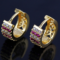 Gets® Jewelry Earring, Brass, 18K gold plated, micro pave cubic zirconia, nickel, lead & cadmium free, 5x15mm, Sold By Pair
