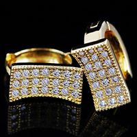 Gets® Jewelry Earring Brass Rectangle 18K gold plated micro pave cubic zirconia nickel lead & cadmium free Sold By Pair