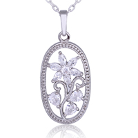 Gets® Jewelry Pendant Brass Flat Oval platinum plated with cubic zirconia & faceted nickel lead & cadmium free Approx 3-5mm Sold By PC