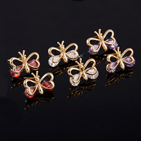 Gets® Jewelry Earring Brass Bowknot 18K gold plated with cubic zirconia & faceted nickel lead & cadmium free Sold By PC