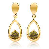 Gets® Jewelry Earring, Brass, Teardrop, 18K gold plated, with cubic zirconia & faceted, nickel, lead & cadmium free, 9x26mm, Sold By Pair