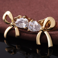 Gets® Jewelry Earring Brass Bowknot 18K gold plated with cubic zirconia & faceted nickel lead & cadmium free Sold By Pair
