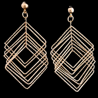 Gets® Jewelry Earring, Brass, stainless steel post pin, Rhombus, 18K gold plated, nickel, lead & cadmium free, 25x65mm, Sold By Pair