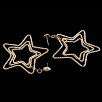 Gets® Jewelry Earring, Brass, stainless steel post pin, Star, 18K gold plated, nickel, lead & cadmium free, 55x70mm, Sold By Pair