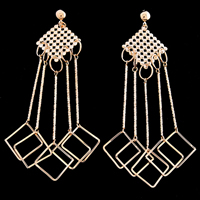 Gets® Jewelry Earring, Brass, stainless steel post pin, Rhombus, 18K gold plated, nickel, lead & cadmium free, 30x115mm, Sold By Pair