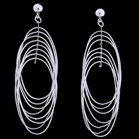 Gets® Jewelry Earring, Brass, stainless steel post pin, Flat Oval, platinum plated, nickel, lead & cadmium free, 25x100mm, Sold By Pair