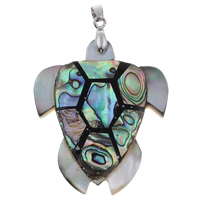 Natural Mosaic Shell Pendants, Abalone Shell, with brass bail & Freshwater Shell & Black Shell & Resin, Turtle, platinum color plated, 40x52x5mm, Hole:Approx 4x6mm, 10PCs/Bag, Sold By Bag