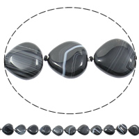 Natural Lace Agate Beads, Teardrop, black, 12x12x5mm, Hole:Approx 1mm, Length:Approx 16 Inch, 5Strands/Bag, Approx 22PCs/Strand, Sold By Bag