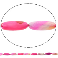 Naturlige Lace Agate perler, blonde agat, Flad Oval, lyse rosenrødt, 10x27x5.50mm, Hole:Ca. 1mm, Længde Ca. 15 inch, 5Strands/Bag, Ca. 13pc'er/Strand, Solgt af Bag