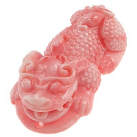 Fluted Giant, Fabulous Wild Beast, Carved, 1/1 loop, pink, 34x18x11mm, Hole:Approx 2mm, 10PCs/Lot, Sold By Lot