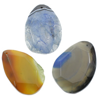 Mixed Agate Pendant, faceted, 35-50mm, 55-80mm, Hole:Approx 1mm, 20PCs/Bag, Sold By Bag