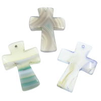 Lace Agate Pendants, Cross, mixed colors, 34x49mm-39x57mm, Hole:Approx 1mm, 20PCs/Bag, Sold By Bag