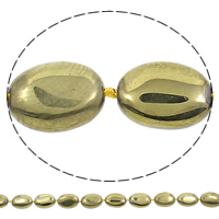 Plated agat perler, Agate, Oval, guldfarve belagt, 15x20x7mm, Hole:Ca. 1mm, Længde Ca. 15.5 inch, 5Strands/Bag, Ca. 18pc'er/Strand, Solgt af Bag
