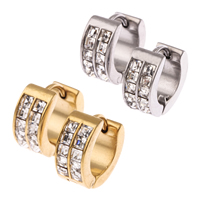 Stainless Steel Huggie Hoop Earring plated with cubic zirconia Sold By Bag