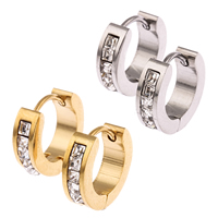 Stainless Steel Huggie Hoop Earring plated with cubic zirconia Sold By Bag